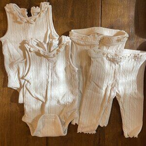 12m Girl's Cloud Island Twin Girl Set Ribbed Tank Onesie and Leggings